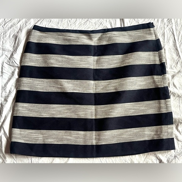 Ann Taylor LOFT Striped Navy Blue and Gray Women's Skirt Size 14 - Picture 1 of 12